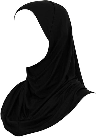 Black 1 Piece Cotton Yusra hijab plain - Small Size Black 1 Piece Cotton Yusra hijab plain - Small Size