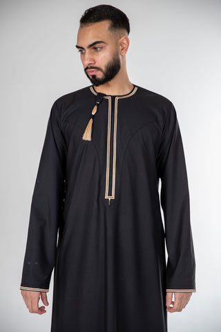 BOYS PREMIUM OMANI THOBES - BLACK BOYS PREMIUM OMANI THOBES - BLACK