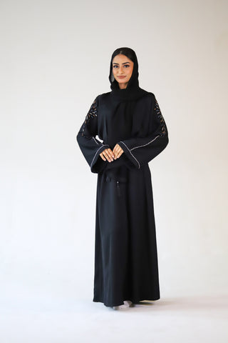 Luxury Open Abaya with beadwork on Shoulders Luxury Open Abaya with beadwork on Shoulders