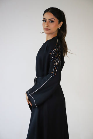 Luxury Open Abaya with beadwork on Shoulders Luxury Open Abaya with beadwork on Shoulders