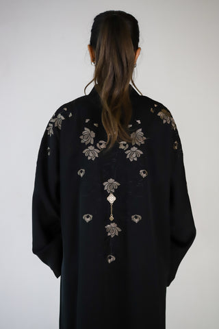 Open Brown Floral Abaya Open Brown Floral Abaya