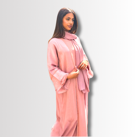 Pink Luxury Embellished Abaya Pink Luxury Embellished Abaya