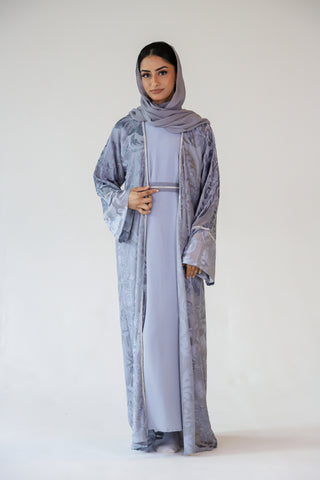 Elegant Grey Open Abaya