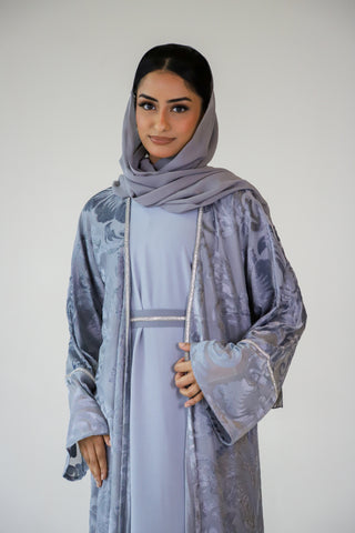 Elegant Grey Open Abaya