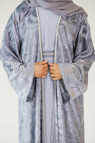 Elegant Grey Open Abaya