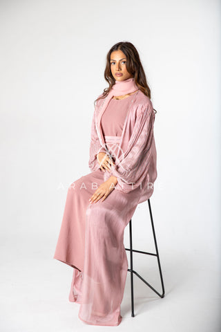 Balloon Sleeve Abaya Pink