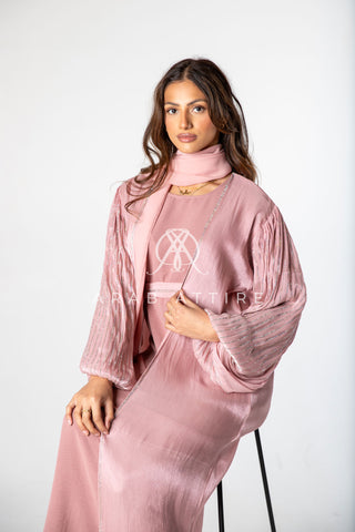 Balloon Sleeve Abaya Pink