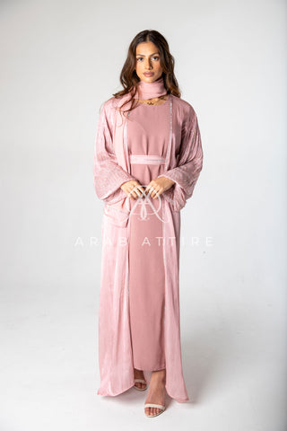 Balloon Sleeve Abaya Pink