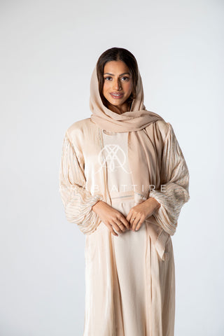 Balloon Sleeve Abaya Beige