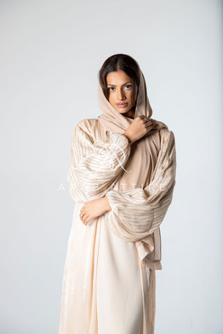 Balloon Sleeve Abaya Beige