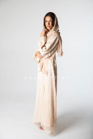 Balloon Sleeve Abaya Beige