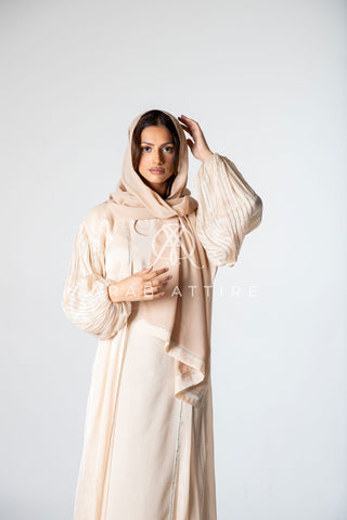 Balloon Sleeve Abaya Beige