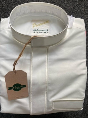 NUSUKI PREMIUM EMBROIDERY CREAM PIPING THOBE