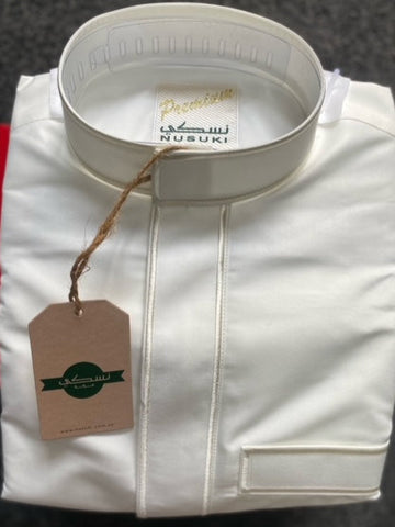 NUSUKI PREMIUM EMBROIDERY CREAM PIPING THOBE