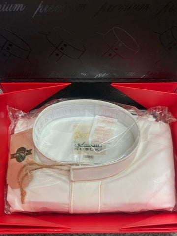 NUSUKI PREMIUM EMBROIDERY CREAM PIPING THOBE