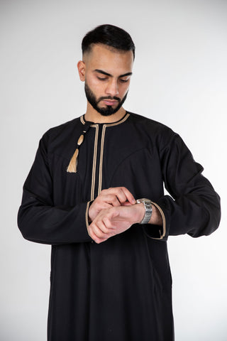 BOYS PREMIUM OMANI THOBES - BLACK