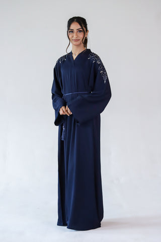 Luxury Embellished Blue Open Abaya