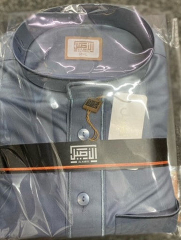 Al Aseel Thobe Light Dark Grey with Embroidery