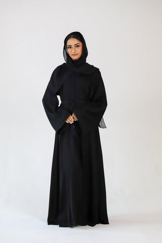 Open Black lace Abaya