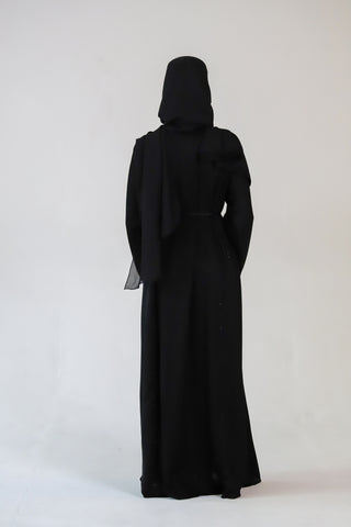 Open Black lace Abaya