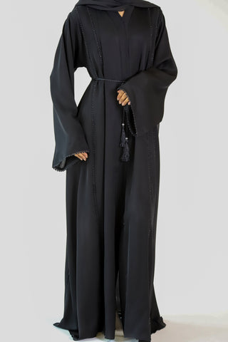 Open Black lace Abaya