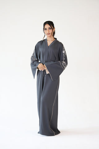 Luxury Premium Embellished Grey Abaya