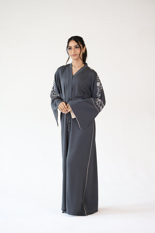 Luxury Premium Embellished Grey Abaya