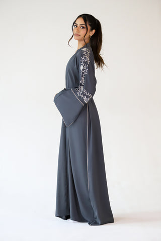 Luxury Premium Embellished Grey Abaya