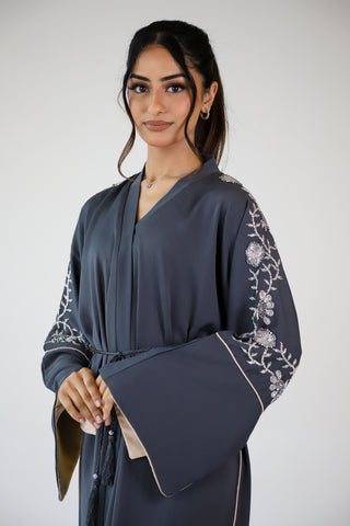 Luxury Premium Embellished Grey Abaya