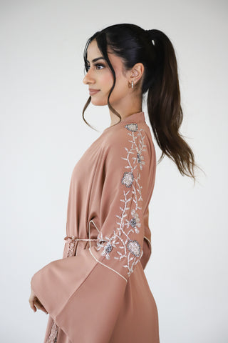 Luxury Premium Embellished Peach Abaya