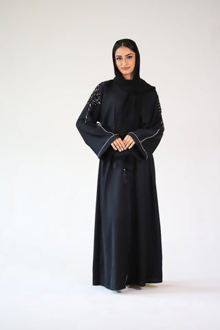 Luxury Open Abaya with beadwork on Shoulders