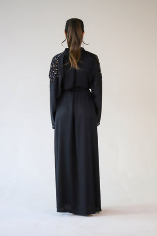 Luxury Open Abaya with beadwork on Shoulders