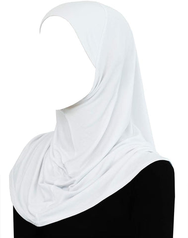 White 1 Piece Cotton Yusra hijab plain - Medium Size